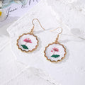 Gold Scalloped Frame Dried Flower Resin Drop Earrings Three Colors view 3