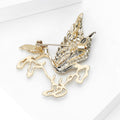 Openwork Pegasus Brooch in Gold or Silver Tone With Crystals view 4