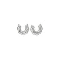 Twisted C Hoop Earrings in Mixed Gold and Silver Tones view 5