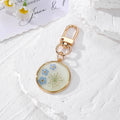 Round Pressed Daisy Resin Keychains Gold Lobster Clip 9 Colors view 5