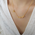 Delicate Gold Daisy Flower Bar Necklace Side Charm view 6