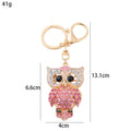 Rhinestone Owl Keychain Metal Cartoon Bird Bag Charm view 3