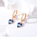 Gold Tone Blue Enamel Evil Eye Huggie Drop Earrings view 3