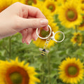 Gold Bee Enamel Rhinestone Wings Keychain Lobster Clasp view 4