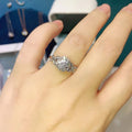 Silver Butterfly Side Clear CZ Halo Round Fashion Ring Sizes view 3