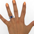 Silver Tone Blue Center Stone Intertwined Wrap Finger Ring view 3
