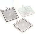 Square Pendant Bezel Trays with Geometric Textured Backs view 2