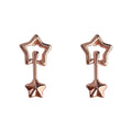Rose Gold Hollow Star Front Back Jacket Stud Earrings view 5