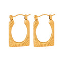 Ribbed Square Geometric Hoop Earrings Gold and Steel Finish view 5