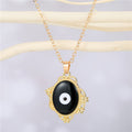 Gold Tone Ornate Oval Evil Eye Pendant Necklaces in Six Colors view 1