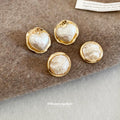 Gold Irregular Pearl Stud Earrings Decorative Jewelry Design view 3