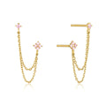 Double-Chain Floral Stud Earrings In Five Color Variants view 7