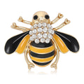 Gold Enamel Bee Brooch Rhinestone Body Stripe Insect Pin view 1