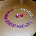 Sixteen Color Crystal Necklace And Stud Earring Sets With Round Or Drop Stones view 7