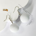 Large White Textured Golf Ball Drop Earrings with Gold Tone Findings view 4