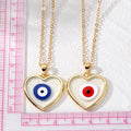 Gold Frame Heart Resin Evil Eye Pendant Necklaces 7 Colors view 4