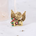 Flower Holding Angel Brooch in Gold or Silver Decorative Lapel Pin view 4