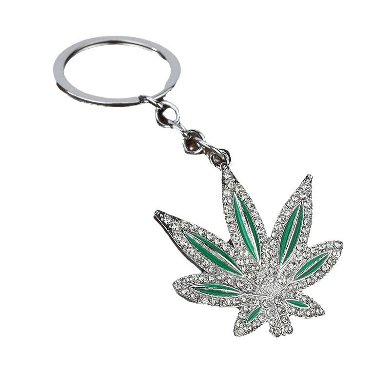 Rhinestone Maple Leaf Zinc Alloy Keychain Fashion Bag Charm