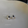 Mini Black Star Glass Crystal Stud Earrings Dual Stones view 4