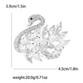 Gold Silver Swan Marquise Crystal Rhinestone Brooch view 7