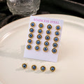 Gold Tone Stainless Steel Evil Eye Stud Earrings Pair Cards view 3