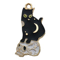 Enamel Zinc Alloy Black Cat Skull Halloween Charm Pendant for DIY Earrings Necklace