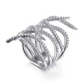 Silver Tone Pave Tendril Multi Band Open Finger Ring view 2