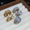 Crystal Open Rings Square Scallop and Floral Styles view 2