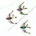 Enamel Rhinestone Swallow Brooch Four Color Variants view 2