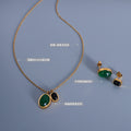 Green Black Agate Pendant Necklace Asymmetric Stud Earrings view 2