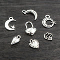 Silver Tone Moon Heart and Lock Charms in Seven Designs view 4