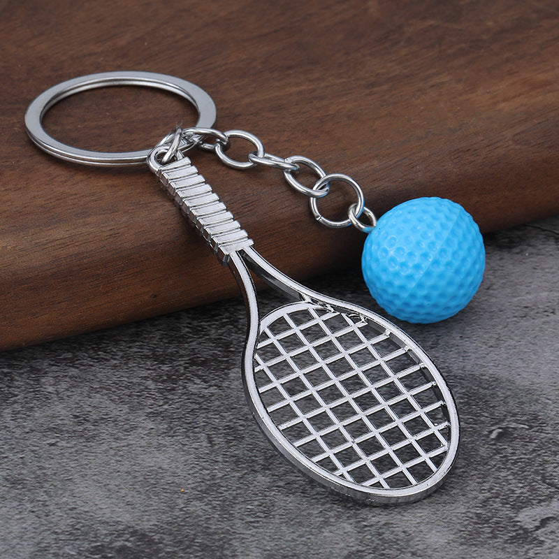 Mini Tennis Racket Metal Keychain, Sports Souvenir Pendant