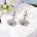 Gold and Silver Tone Crystal Lash Evil Eye Huggie Earrings view 12
