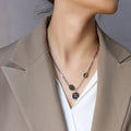 Yes Smiley Disc Hexagon Tag Mixed Link Necklace Gold Steel view 6
