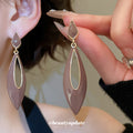 Open Teardrop Enamel Earrings With Gold Tone Frames view 3