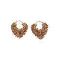 Light and Dark Brown Beaded Open Heart Hoop Earrings view 5