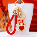 Pearl Heart Fortune Pouch Keychains with Braided Wrist Loop Options view 1