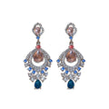 Pink and Blue Crystal Fan Teardrop Earrings Jewelry view 5