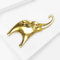 Polished Long Trunk Elephant Brooch in Gold and Silver Tones view 4