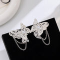 Silver Filigree Butterfly Ear Clips Chain Tassel Cuffs view 6