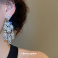 Silver Crystal Teardrop Chandelier Earrings Statement Jewelry view 3