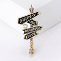 Happy Kiss Beautiful Love Signpost Brooch Enamel Crystal view 6
