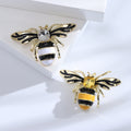 Enamel Bee Brooch Gold Tone Crystal Thorax Stripe Wings Pin view 3