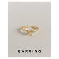 Gold Open Adjustable Bow Ring Slim Band Metal Style view 2