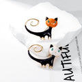 Black Gold Tone Cat Enamel Two Designs Metal Brooch Pin view 4