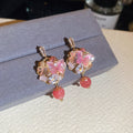Colorful Floral Crystal Drop Earrings in Three Styles view 7