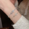 Silver Tone Heart And Star Crystal Slider Bracelet With Gallery Gold view 1