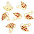 Rhinestone Swan Charms in Gold and Silver Tones, Five Colors view 12