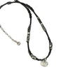 Black Beaded Necklace With Silver Tone Round Lock Pendant view 5