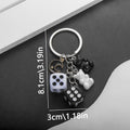 Black White Dice Bear and Moon Resin Metal Keychain view 6